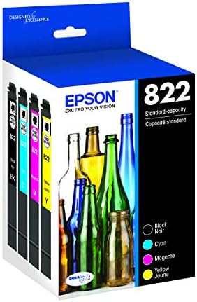 Epson T822 Durabrite Ultra -ink קיבולת סטנדרטית שחור וצבע -Cartridge Combo Pack & T822 Durabrite Ultra INK