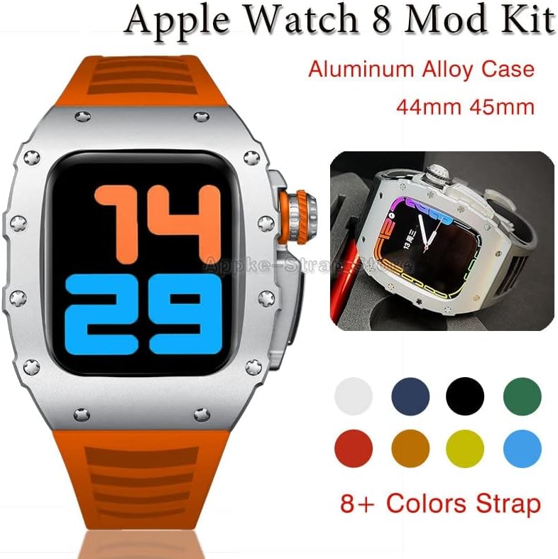XDEWZ מארז מתכת יוקרה עבור Apple Watch 8 7 75 ממ ערכת ערכת אלומיניום סגסוגת סגסוגת גומי ספורט IWatch