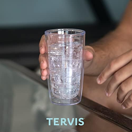TERVIS תוצרת ארהב כפולה כפולה של חניון כוס מבודד כוס כוס מכוסה שומר על שתייה קרה וחמה, 16oz, ברור