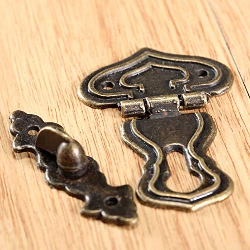 Jiowax 1pc Lock Lock Hasp Metal Metal 5 ברגים ברונזה עתיקה 63x47 ממ קופסת עץ דקורטיבית קופסת חזה