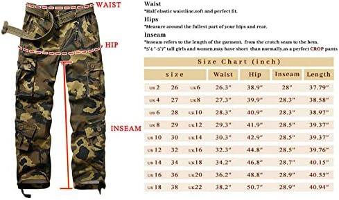 כותנה לנשים מכנסי עבודה מצבאית צבאית מזדמנת מכנסיים עם 8 כיס