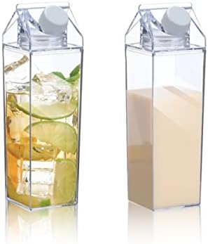 פנובו בקבוק מים קרטון חלב צלול, בקבוקי מים אסתטיים חלב מרובע אחסון מיכל