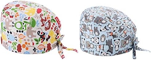 2 PCS דפוס מודפס כובע כותנה לרופא שיניים שיניים כובע פעולת כובע ראש כיסוי ראש לחגיגת אירועים טובות