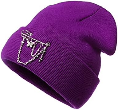 גואנגיואן כובע לנשים חורף חם מפנק בסיסי טוויד כובע גולגולת כובע לסרוג כפת רוח לסרוג כובעי כובעי עבור טבעי שיער