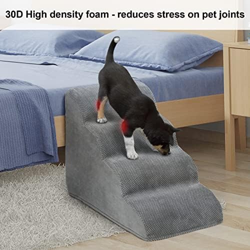 4 צעדים כלב רמפה / מדרגות עבור מיטות וספות,מואס לחיות מחמד מדרגות עם צפיפות גבוהה להרחיב באופן מיידי קצף, רחיץ