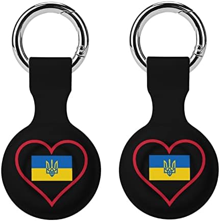 אני אוהב אוקראיני אדום לב מודפס סיליקון מקרה עבור תגי אוויר עם מחזיק מפתחות מגן כיסוי אוויר