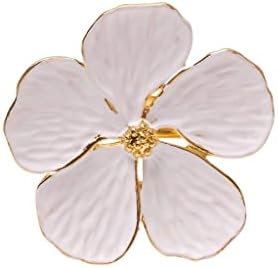 ZHUHW 12 יחידות/מפית פרחים צמח שמן לבן פרח מפית אבזם טבעת מפית שזיף פרחים חמישה כקטות