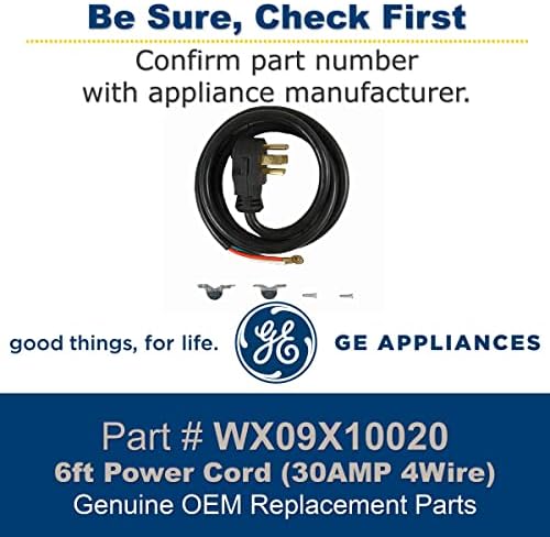 GE WX09X10020 OEM מקורי 6ft. כבל חשמל 30 מגבר 4 חוט למייבש GE