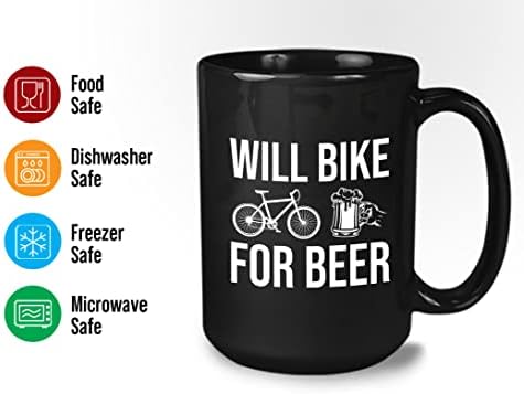 ארץ דליפה חובבת בירה ספל קפה 15oz שחור - רוכסן על אופניים לבירה - רוכבי אופניים אופניים הרכיים