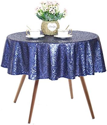 Jyflzq חיל הים כחול שולחן שולחן שולחן 50 עגול מטליות שולחן נוצץ שולחן שולחן כיסוי כיסוי למסיבת יום הולדת