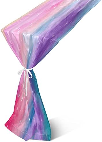 פסטל צבע קשת שיפון שולחן רצי רך עם סרט מופשט פסים רומנטי שולחן קישוטי לחתונות תינוק מקלחת מסיבת יום הולדת