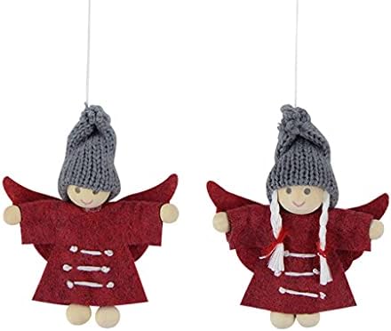 2 יחידות חג המולד בובות סרוג הרגיש בד עץ חג המולד תליית בובת תליון שמח קישוט צעצוע קישוטים