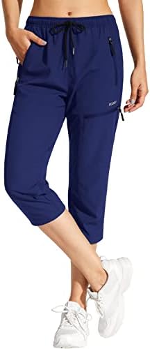 מכנסי טיול מטען לנשים במוקולי מותניים אלסטיים מהירים קלים קלים עמידים במים חיצוניים UPF 50+ מכנסיים ארוכים