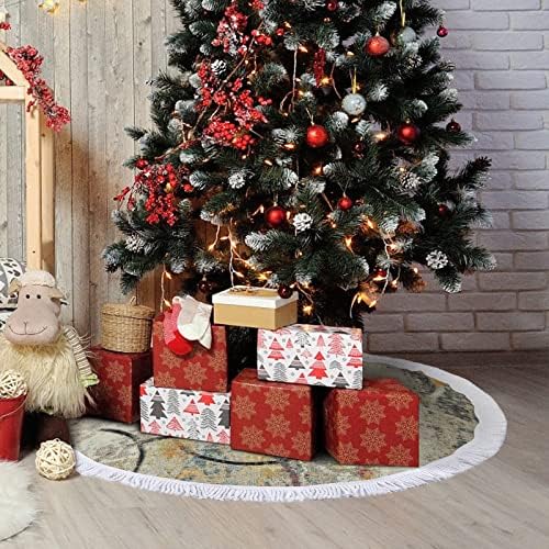 חצאית עץ חג מולד מודרנית מופשטת לחג המולד לקישוטי מסיבות חג עם תחרה ציצית