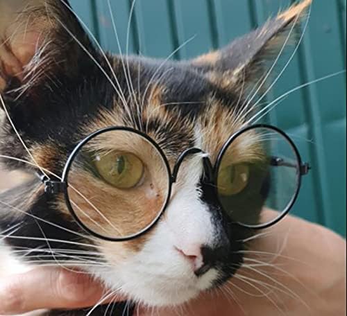 Yaodhaod משקפי שמש לחיות מחמד רטרו קלאסי רטרו מעגלי משקפי שמש משקפי שמש מצחיקים חמוד גורים מורה לחתול