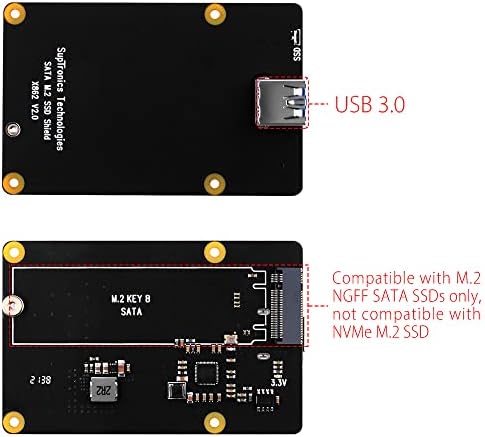 Geeekpi לפטל PI 4, x862 v2.0 M.2 NGFF SATA SSD אחסון לוח הרחבה עם USB 3.1 תמיכה בחיבור מפתח B 2280