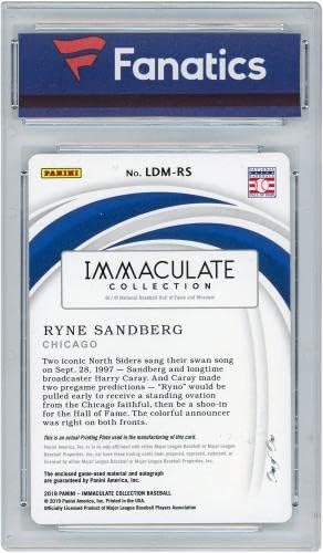 Ryne Sandberg Chicago Cubs חתימה מחתימה 2019 Panini Plaching Plate Collection LDM -RS 1/1 כרטיס מסחר -
