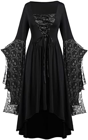 תחפושת ימי הביניים של YSLMNOR לנשים מחוך ליל כל הקדושים שמלת רנסנס גותית בתוספת גודל של שרוול שרוול