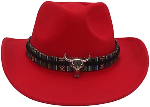 כובע קאובוי וינטג 'לנשים גברים, כובע בוקרת שחור מורגש כובע קאובוי מערבי מקסיקני רחב שוליים סומברוס ווקרוס פרה