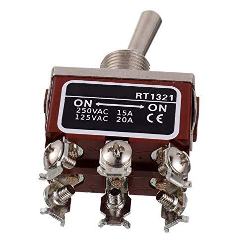 Bojack RT1321 מתג Toggle 125V 20A 250V 15A DPDT ON - על 6 מתג נדנדה סיכה מסוף עם כובע אטום למים מתכת