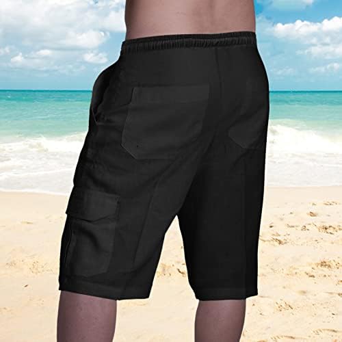 מכנסי פשתן כותנה של פיררו לגברים מכנסי חוף מזדמנים נוחות גמיש מותניים מותניים אימון מכנסיים קצרים
