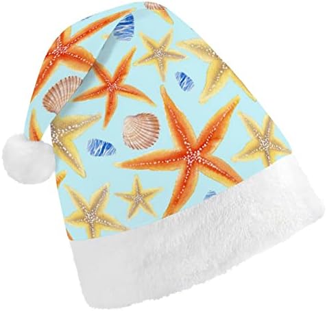 כוכב ים ופגזים מצחיק חג המולד כובע סנטה קלאוס כובעי קצר קטיפה עם לבן חפתים עבור חג המולד חג