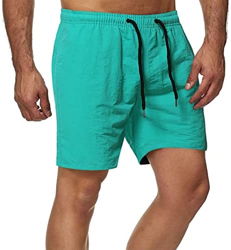 ספורט מכנסיים קצרים לגברים להתאים שרוך קיץ חוף מכנסיים קצרים עם אלסטי מותניים וכיסים כדורסל מכנסיים