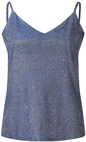 חולצות נצנצים נוצצות ללא שרוולים לנשים סקסי צווארון קאמי מועדון גופייה אופנה יוצאת בגדי רחוב 2023 כחול