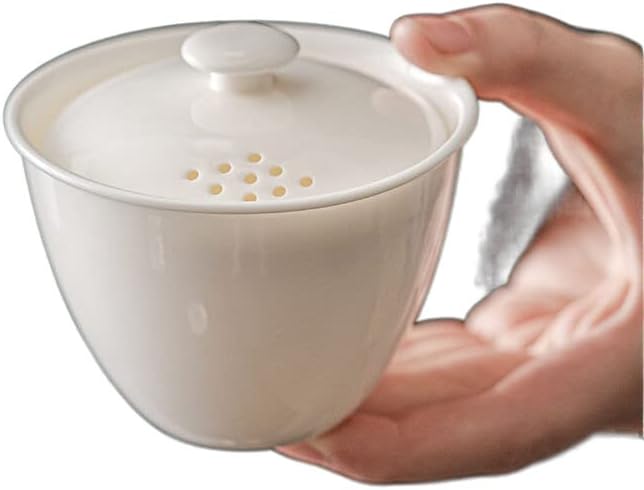 פאה לניקד לבנה קערה מכוסה חרסינה מכוסה כוס תה בודד אור יוקרה יוקרה יוקרה בדרגה גבוהה 白瓷盖 碗 茶杯 单 个 家用 轻奢 轻奢 高档