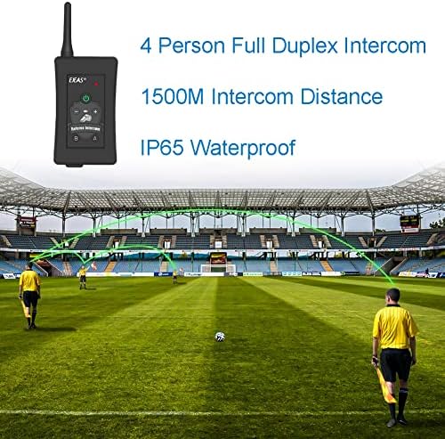 אוזניות שופט Mimiracle, מערכת תקשורת שופט עם אוזניות מזוודה, אינטרקום Bluetooth לכדורגל כדורגל כדורגל -4 פאק
