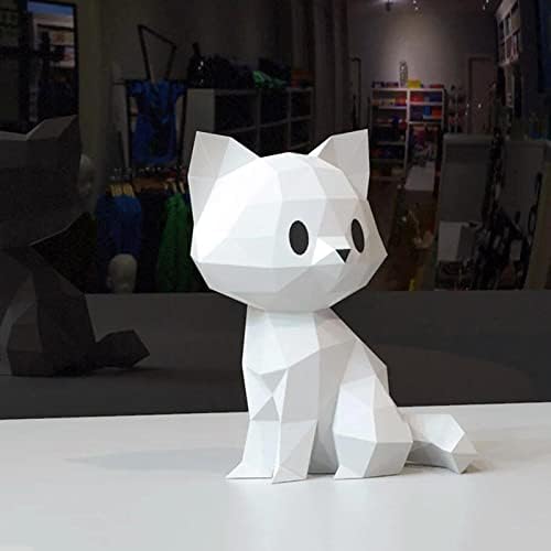לחתלתול מראה דגם נייר תלת מימד גביע נייר DIY גביע נייר גיאומטרי פסל יצירתי קישוט ביתי פאזל אוריגמי