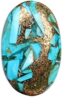 Real-gems 22.6 ct. נחושת טבעית רופפת טורקיז אבן חן סגלגלה מבריקה, לייצור תכשיטים אבן אנרגיה, עטיפת