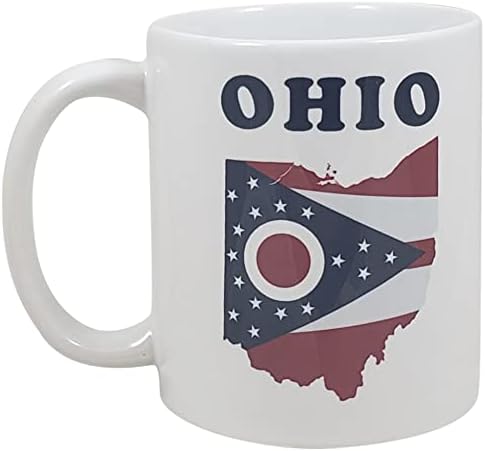 פאלם סיטי מוצרים אוהיו מדינת צורת-11 עוז קרמיקה קפה ספל עם אוהיו מדינת דגל / מתנה גדולה עבור האוהיים