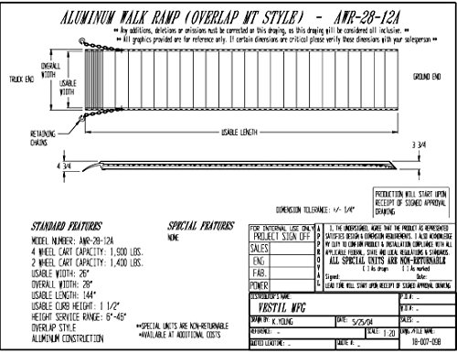וסטיל-28-12א אלומיניום הליכה רמפה חפיפה סגנון, 1900 ליברות, 144 אורך, 28 רוחב, 4.75 גובה