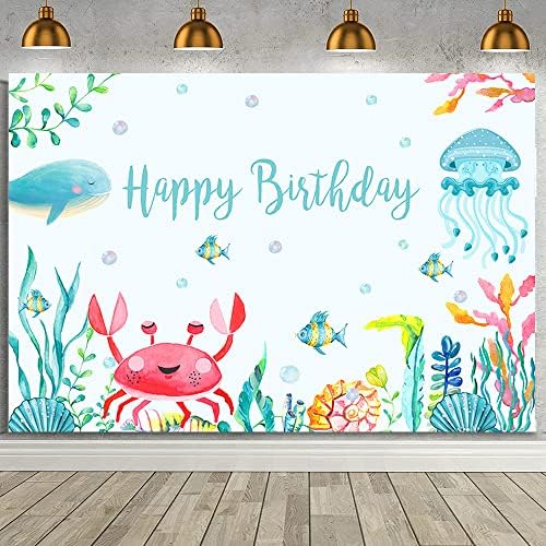 אייבין מתחת לים מסיבת יום הולדת רקע אוקיינוס בעלי חיים נושאים נסיכת מסיבת קישוטי תמונה רקע באנר לילדים ים חיות
