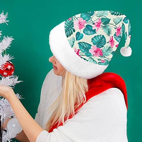טרופי פרחי חג המולד כובע סנטה קלאוס כובעי קצר קטיפה עם לבן חפתים לגברים נשים חג המולד חג מסיבת קישוטים
