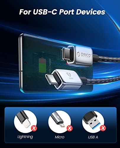 תחנת טעינה של Orico 120W עבור מכשיר רב מכשירים 10 יציאות מארגן עגינה חכם לטעינה USB, USB C ל- USB C כבל