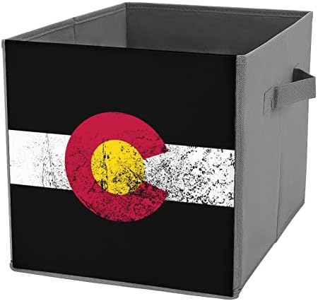 דגל של קולורדו פחי אחסון מתקפלים יסודות קוביות אחסון בדים קופסאות מארגנים עם ידיות