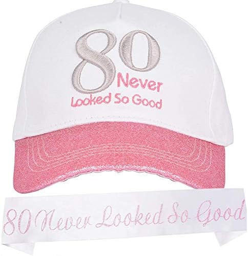 נועד2טובי מתנות ליום הולדת 80 לנשים, אבנט וכובע ליום הולדת 80, קישוטי יום הולדת 80 לנשים, כובע בייסבול