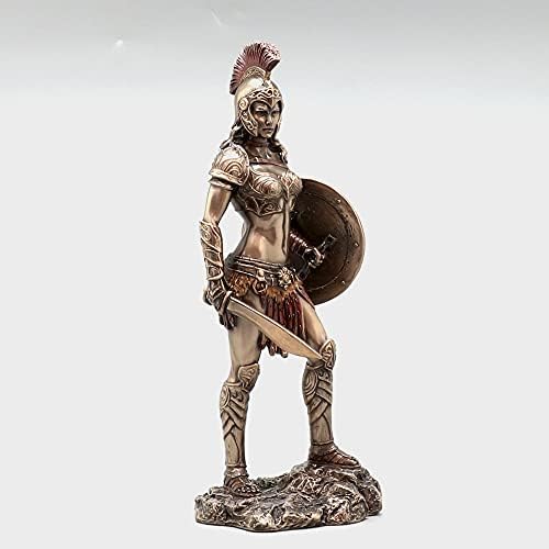 עיצוב ורונזי 9 לוחם אמזון גבוה מנופף חרב ומגן עלות מגן יצוק ברונזה פסל שרף אספני פסלון יווני רומאי