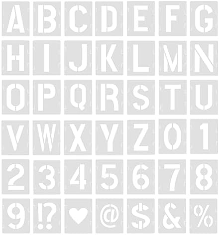 סאוויטה 42 יחידות שבלונות אותיות, מספר מכתב פלסטיק לשימוש חוזר של תבנית תבנית סמל מספרים שבלונות מלאכה לציור