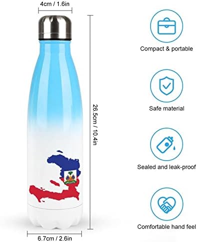 מפת דגל האיטי 17oz בקבוק מים ספורט נירוסטה ואקום מבודד צורת קולה בקבוק ספורט לשימוש חוזר