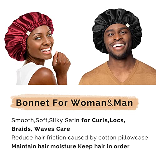 מצנפת משי של יניבסט לשינה מצנפת סאטן מצנפת שיער לנשים וגברים שחורים שכבה כפולה מכסה מצנפת לשיער