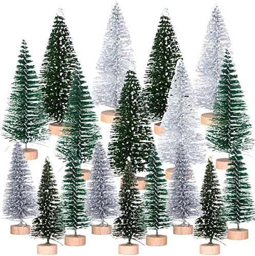 18 יחידות עצי אורן מיניאטוריים עצי סיסל עם עץ עץ עץ חג המולד סט שולחן שולחן לסצינות מיניאטורות, יצירה ועיצוב