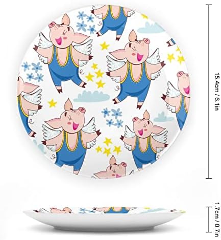 חזירים מעופפים חמודים עצם מצחיק סין צלחת דקורטיבית צלחות קרמיקה עגול