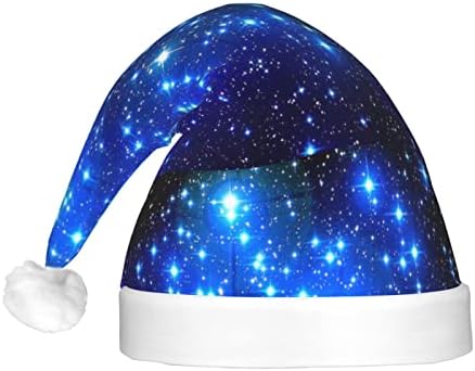 כחול הניצוץ כוכבים חג המולד דקורטיבי כובע עם הוביל אור, למבוגרים קטיפה, חג מסיבת זוהר כובע