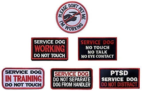 אנטריקס 6 חלקים כלב שירות בבקשה אל תלט אותי אני עובד כלב שירות עובד באימונים אל תיגע במלא טלאי סמל תג