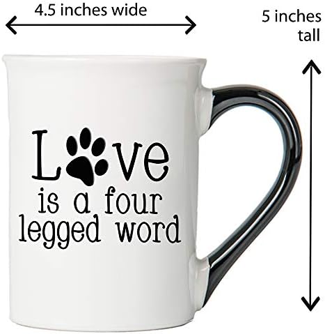 קוטג ' קריק אהבה הוא ארבע רגליים מילה כלב ספל קרמיקה כלב קפה ספל, 16 עוז, כלב אמא אבא כלב אוהבי מתנות