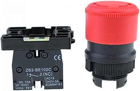 Ganyuu 22 ממ NC אדום עצירה חירום מתג לחיצה על כפתור+NC AC660V/10a XB2-BS542