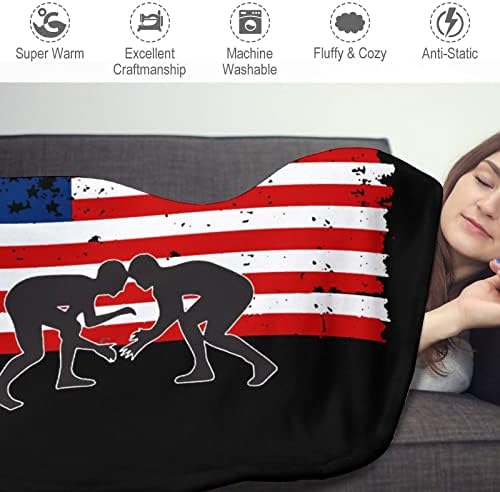דגל אמריקאי היאבקות פלנל פליס שמיכות זריקה חמה תרמית זריקה חמה גלישת שמיכה לספת ספה מיטה בגודל אחד